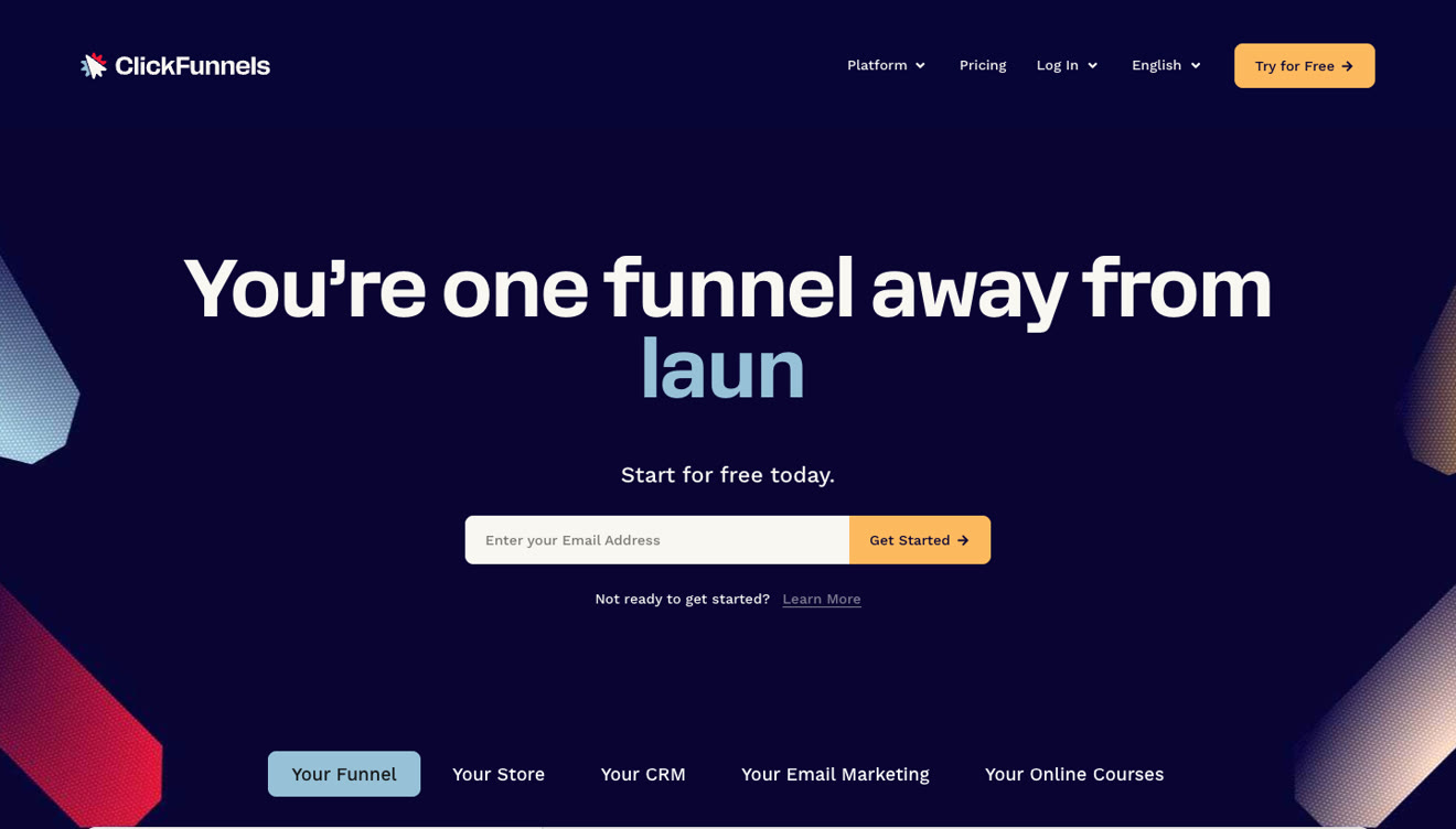 ClickFunnels homepage in September 2026