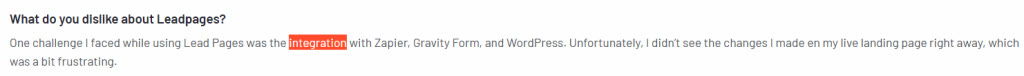G2 review describing sync delays with Zapier, Gravity Forms and WordPress