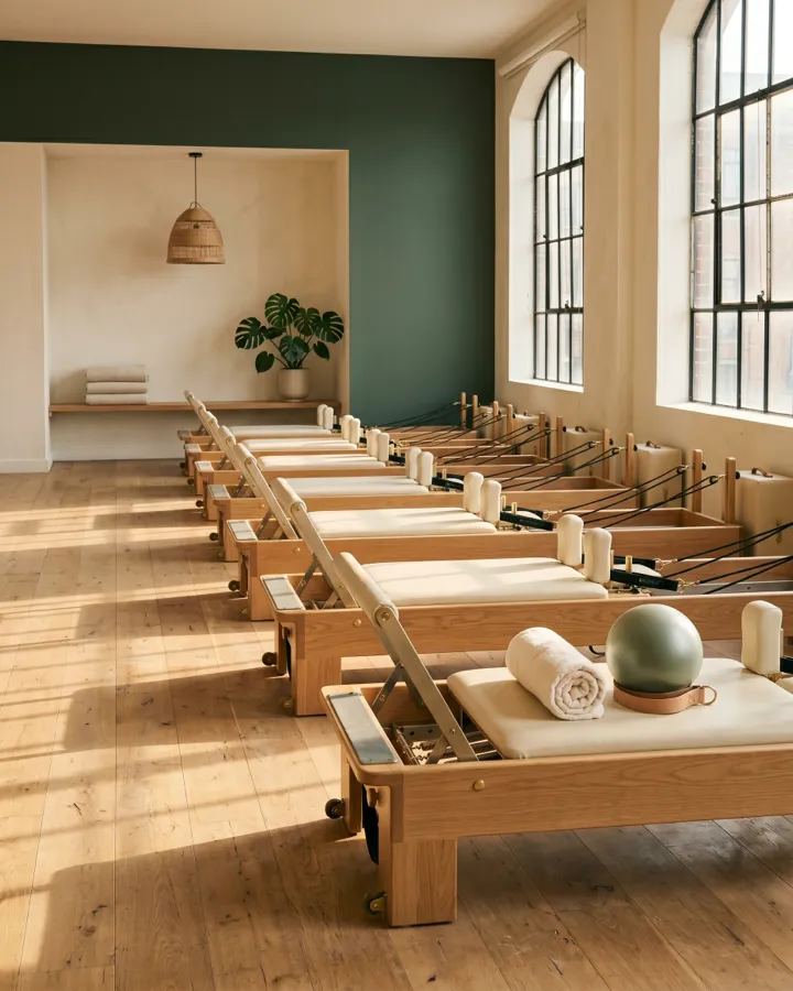 The owned Vessel example's sunlit studio and oak reformers